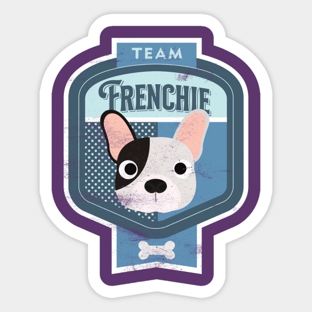 Team Frenchie - Distressed French Bulldog Beer Label Design Sticker by DoggyStyles